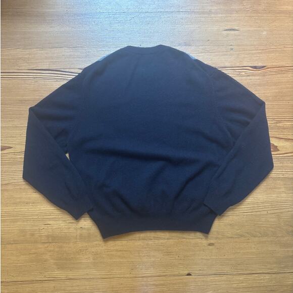 Paolo Mondo cashmere dark navy gray argyle crew mens sweater SIZE XL - Picture 4 of 4